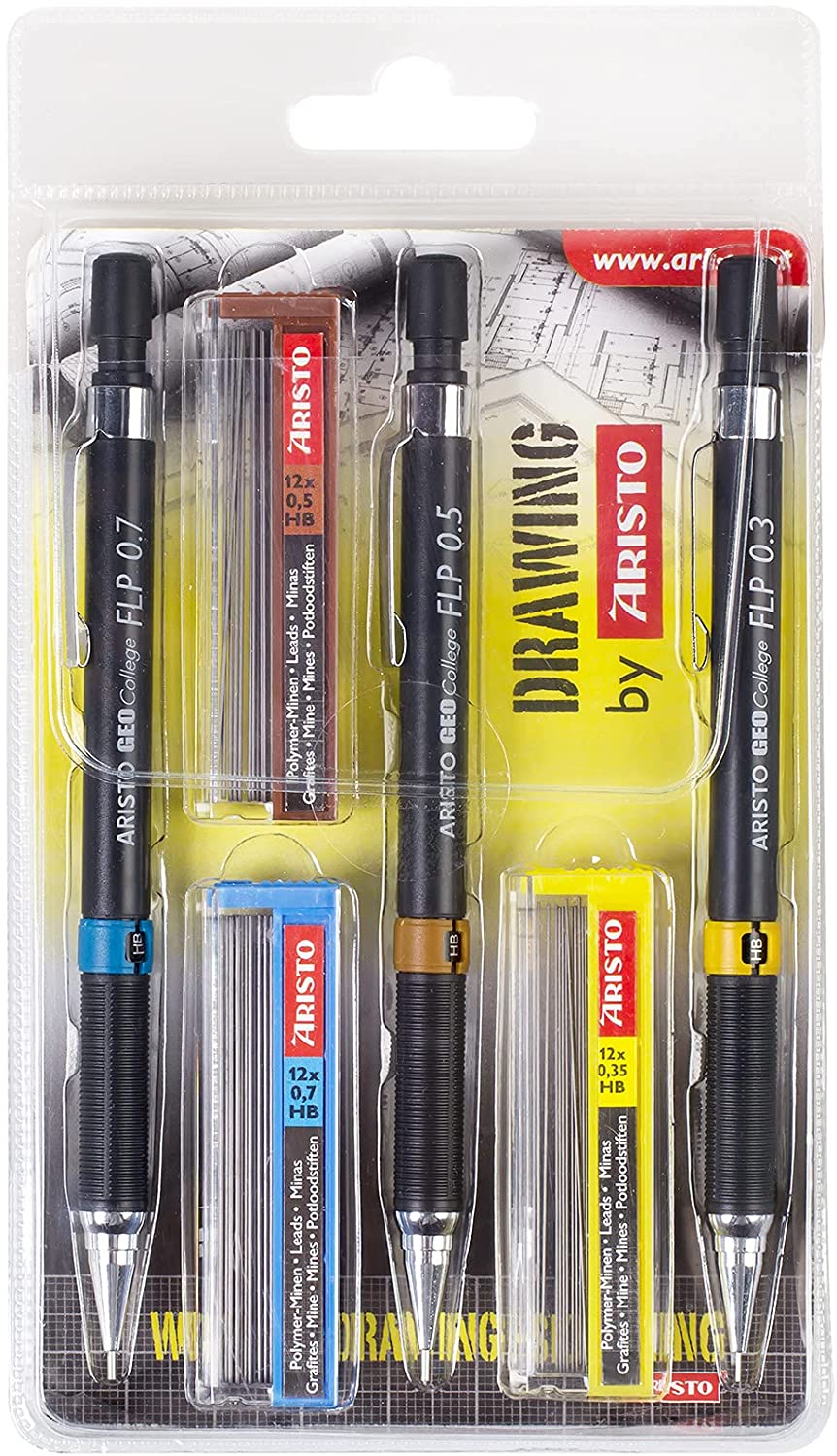 Aristo, Feinminenstift Set + Minen, College, 0,3, 0,5, 0,7 mm