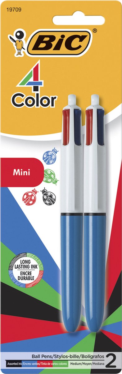 BIC Mini Kugelschreiber 4 Farben 2 Stück