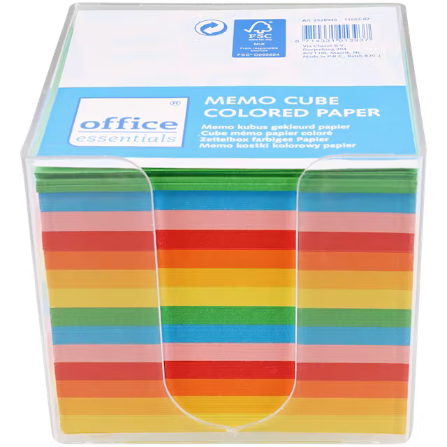 Zettelbox farbiges Papier 90x90