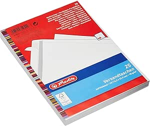 Herlitz Versandtasche C5 90 g Haftklebend, 25 Stück mit Innendruck Folienpackung,