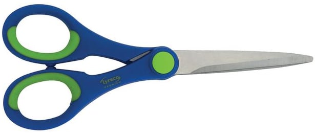 Schere Lyreco Premium, asymmetrisch, Länge: 17 cm, blau