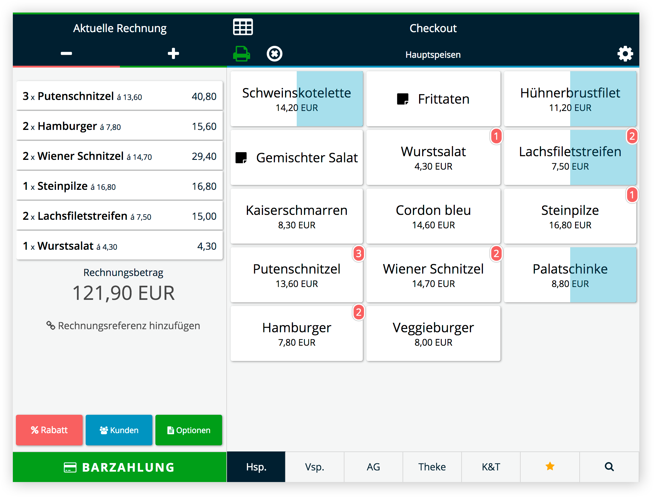 Gastronomie Kassensysteme Oberfläche Gastronomie Kassensysteme Oberfläche