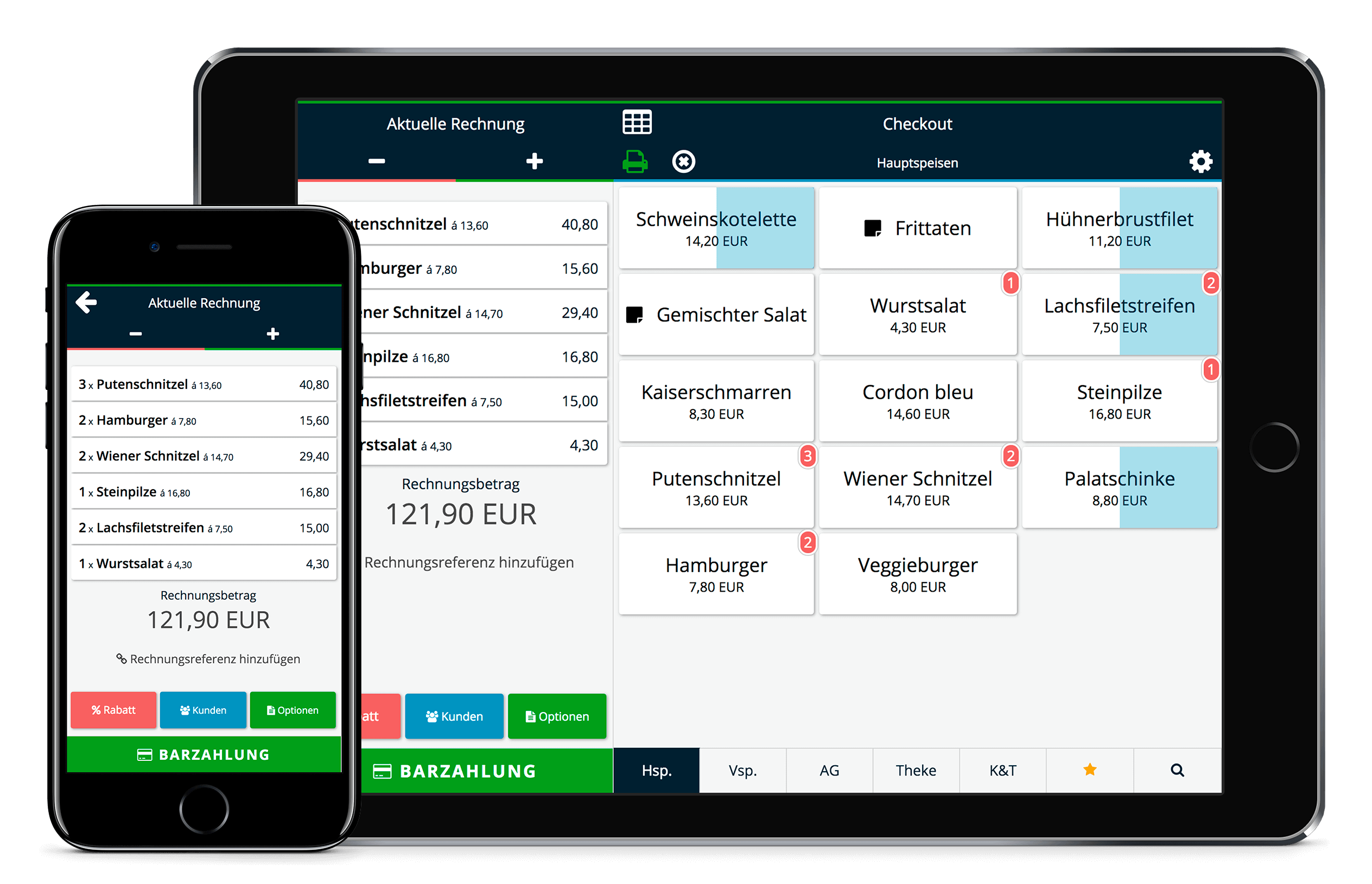 Kassensytem von ready2order auf Handy und Tablet Kassensytem von ready2order auf Handy und Tablet